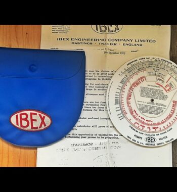 M.H. Mear Fearns viscous calculator IBEX circular slide rule set 1975 England
