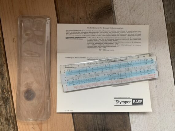 ITAB Styropor BASF Vollwarmeschutz pocket magnetic slide rule full set 1970 Germany - Image 2