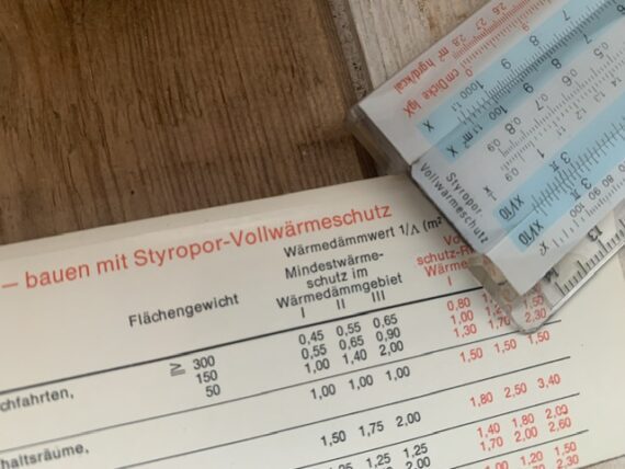 ITAB Styropor BASF Vollwarmeschutz pocket magnetic slide rule full set 1970 Germany - Image 4