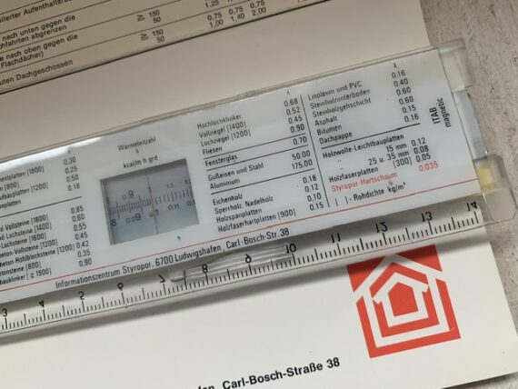 ITAB Styropor BASF Vollwarmeschutz pocket magnetic slide rule full set 1970 Germany - Image 7