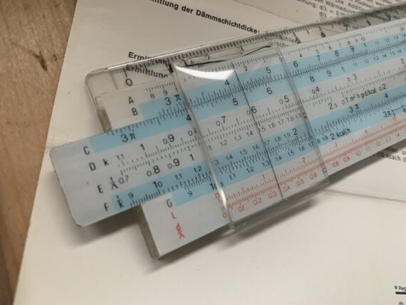 ITAB Styropor BASF Vollwarmeschutz pocket magnetic slide rule full set 1970 Germany
