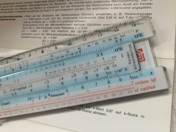 ITAB Styropor BASF Vollwarmeschutz pocket magnetic slide rule full set 1970 Germany - Image 9