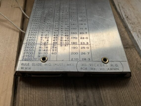 Vickers Machine Gun MKI firing metal slide rule W.H.H. 1940 Australia - Image 8