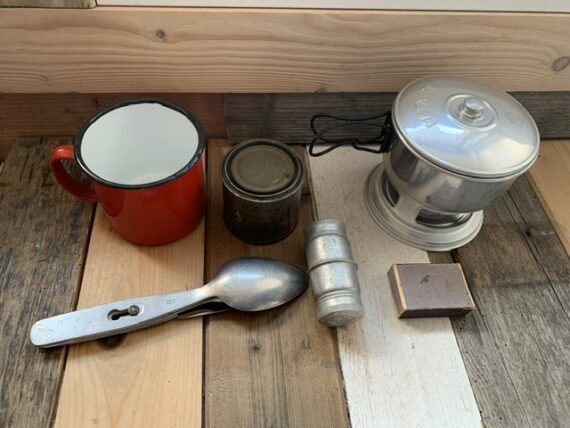 Meta-71 cup cutlery mini stove camping accessories set 1960 Switzerland Sweden