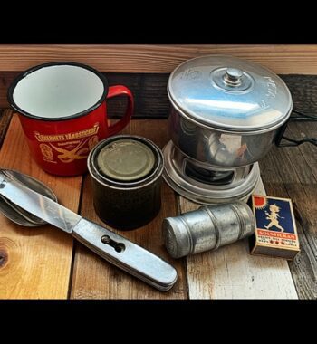 Meta-71 cup cutlery mini stove camping accessories set 1960 Switzerland Sweden