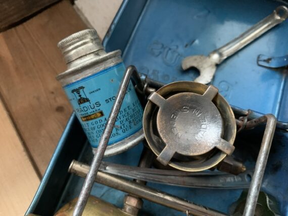 Radius 46 LTD metal case camping stove with accessories 1950 Sweden