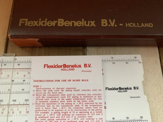 Expansion for piping slide rule, made ca. 1960 for FlexiderBenelux