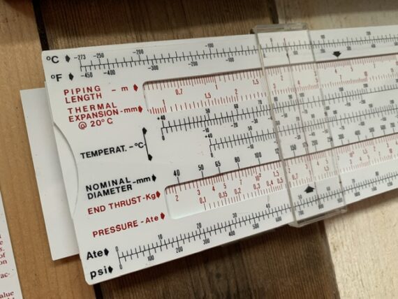 Expansion for piping slide rule, made ca. 1960 for FlexiderBenelux