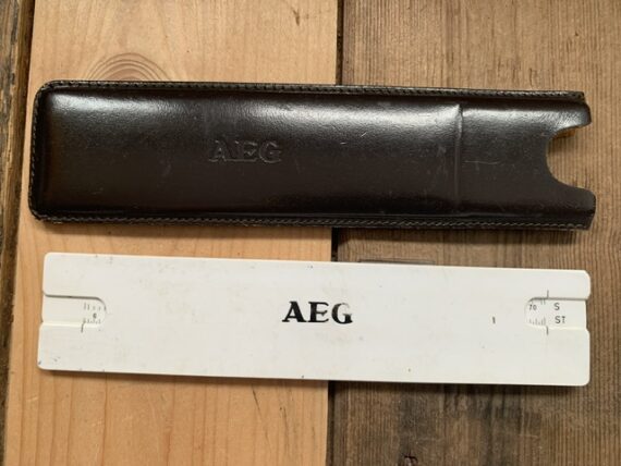 Pocket slide rule Nestler 11 AEG Nb/Nw in sleeve 1960 Germany