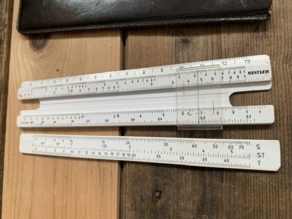 Pocket slide rule Nestler 11 AEG Nb/Nw in sleeve 1960 Germany - Image 2