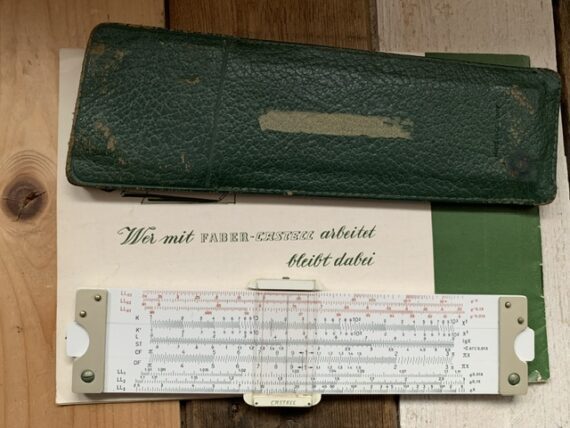 Faber Castell 62/82 pocket slide rule manual sleeve 1960 Germany