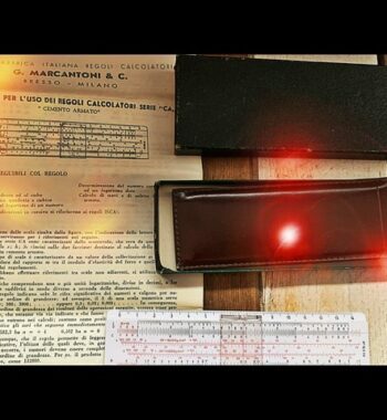 Marcantoni 12,5 CA Concrete pocket slide rule full set 1960 Italy