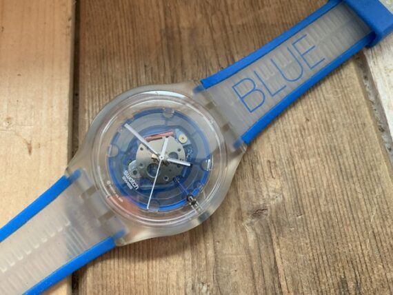 Swatch SUJK 104 Fluid Word BLUE mens quartz watch 2005 Swiss - Image 3