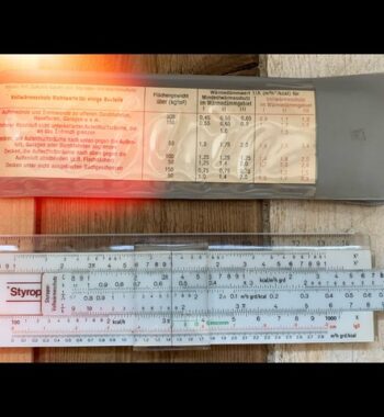 ITAB Styropor BASF Vollwarmeschutz pocket magnetic slide rule sleeve 1970 Germany