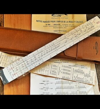 Graphoplex 699 Decilog duplex slide rule full set 1970 France