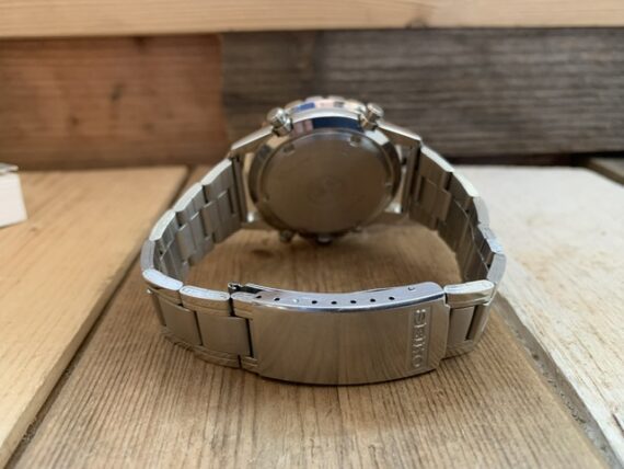 Seiko 7t34-6B00 Flightmaster slide rule chronograph blue steel 1990 Japan - Image 5