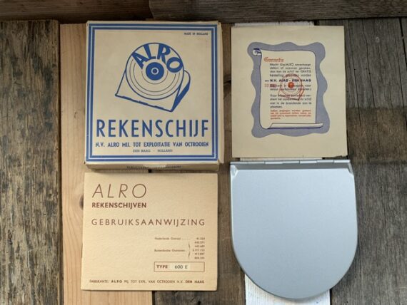 Alro 600E Electro Slide rule metal case full set 1960 Holland