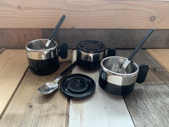 3x Morinox Italy STAR TREK espresso cup saucer spoon set 1980 Italy