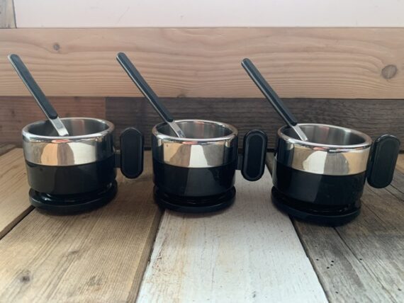 3x Morinox Italy STAR TREK espresso cup saucer spoon set 1980 Italy - Image 3