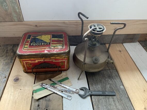 Phoebus 30 small brass camping stove in tin 1950 Austria - Image 10