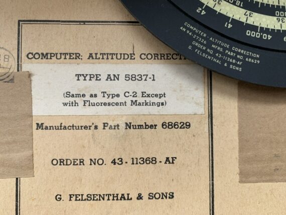 Felsenthal computer altitude correction airplane circular slide rule 1960 USA