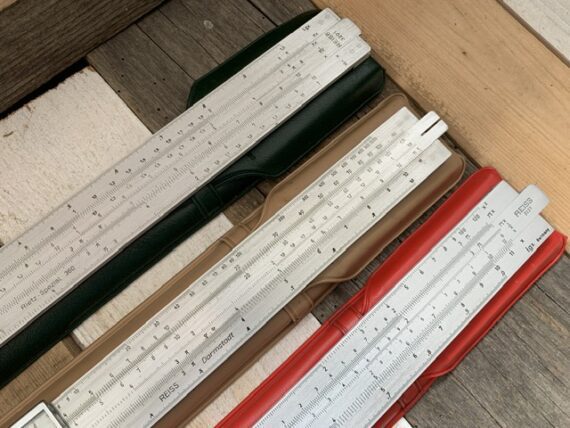 3x Reiss 3223 3204 3201 metal slide rules in pouch 1950 DDR Germany - Image 3