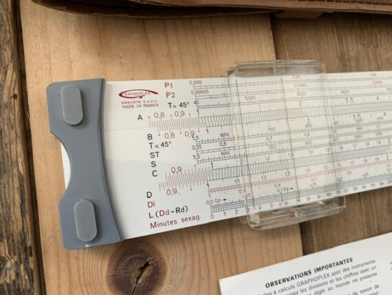 Graphoplex 695 Radian-Log slide rule sleeve 1970 France