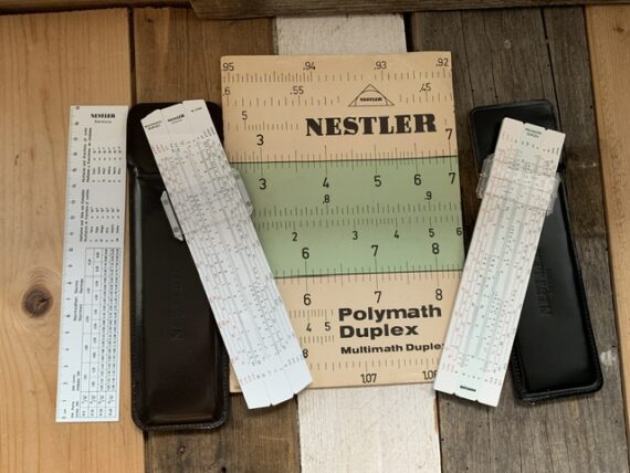 Nestler 0130 Multimath 0129 Polymath-Duplex pocket slide rules manual 1970 Germany