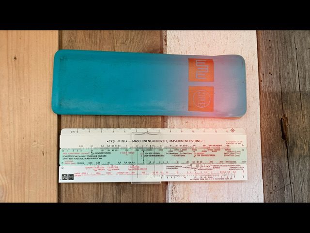 VEB Mantissa TRS-mini pocket machine time slide rule sleeve 1970 GDR Germany