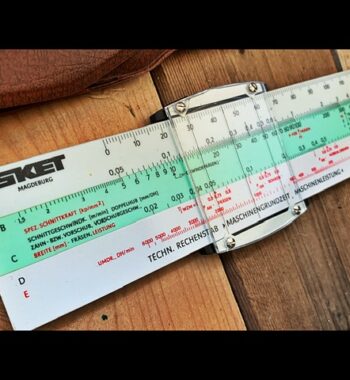 VEB Mantissa TRS machine time slide rule sleeve 1970 GDR Germany