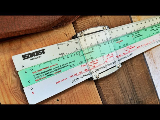 VEB Mantissa TRS machine time slide rule sleeve 1970 GDR Germany