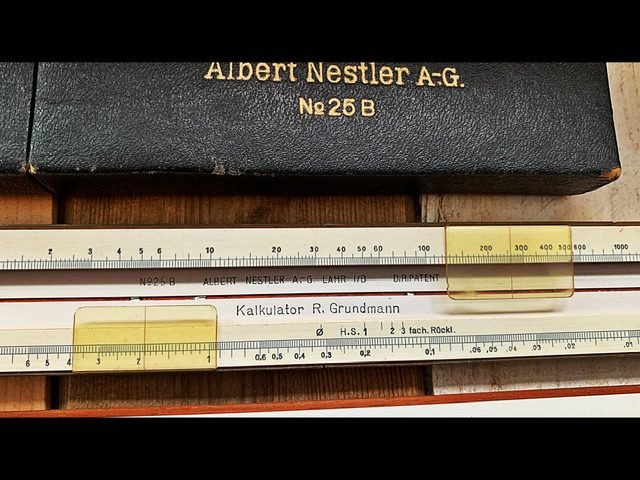 Nestler 25B Kalkulator Grundmann Machine Time slide rule Germany 1940