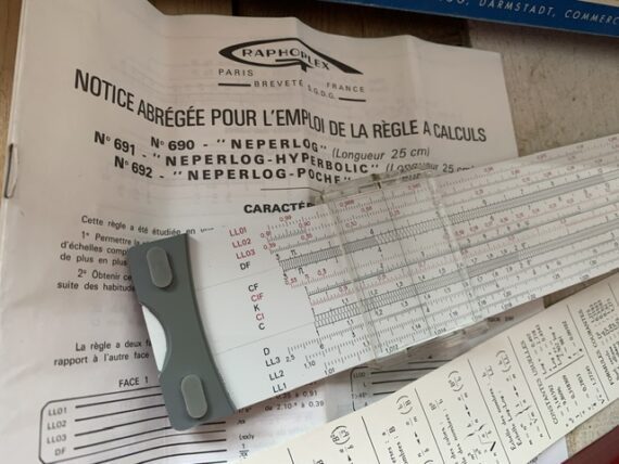 Graphoplex 691a Neperlog Hyperbolic slide rule complete set 1970 France - Image 3