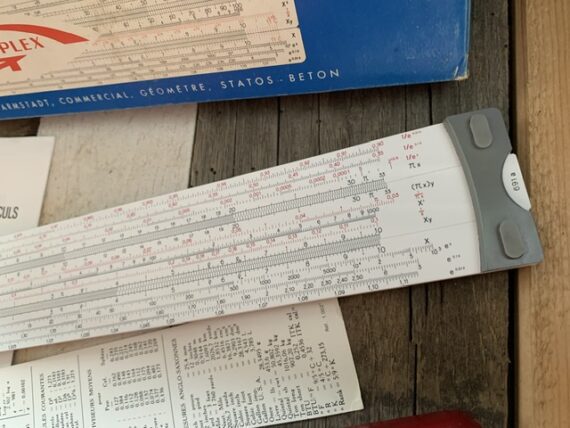 Graphoplex 691a Neperlog Hyperbolic slide rule complete set 1970 France - Image 4