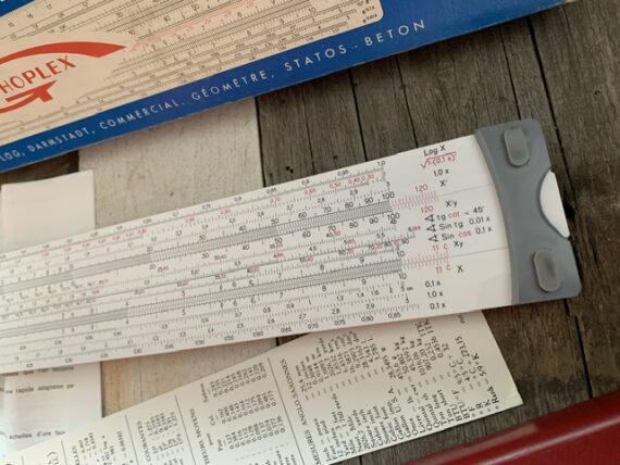 Graphoplex 691a Neperlog Hyperbolic slide rule complete set 1970 France - Image 5