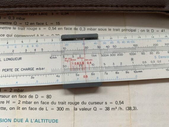 Graphoplex Gas de France pocket slide rule 1960 France