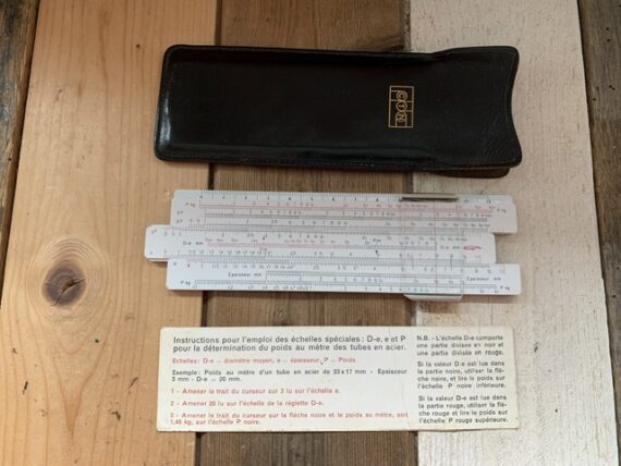 Graphoplex CTN metal tubes pocket slide rule 1960 France - Image 2