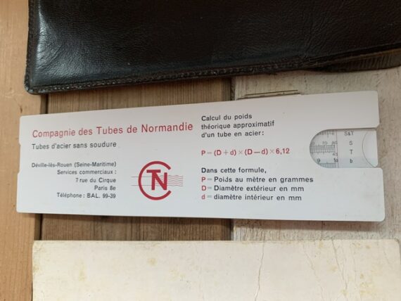 Graphoplex CTN metal tubes pocket slide rule 1960 France
