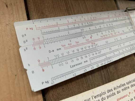 Graphoplex CTN metal tubes pocket slide rule 1960 France