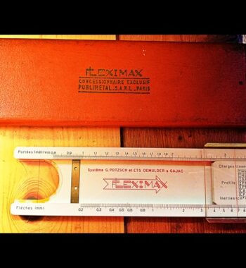 Graphoplex Fleximax sys Potzsch steel beam construction slide rule 1960 France