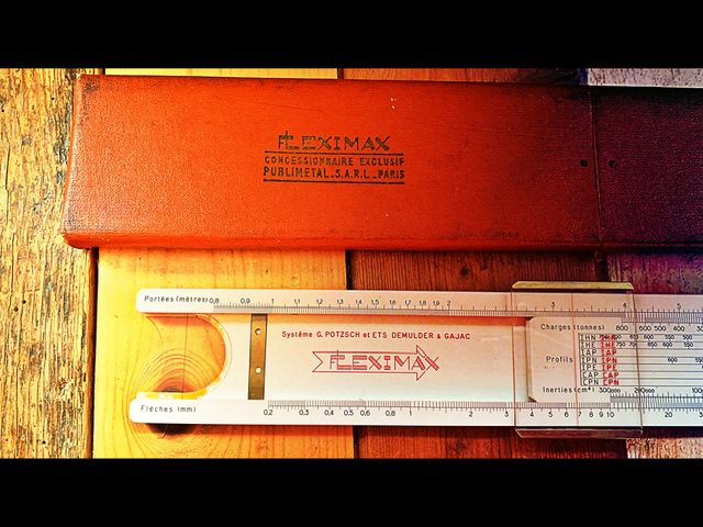 Graphoplex Fleximax sys Potzsch steel beam construction slide rule 1960 France