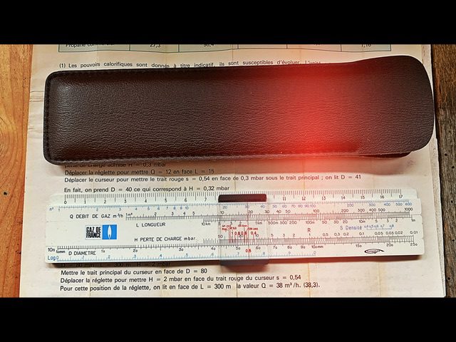Graphoplex Gas de France pocket slide rule 1960 France Graphoplex Gas de France pocket slide rule 1960 France