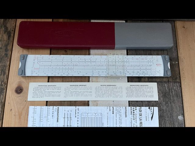 Graphoplex 690a Neperlog log-log slide rule full set 1970 France