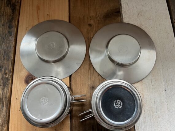 2x Casalinghi STO espresso cup saucer set steel 1970 Italy - Image 6