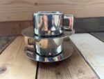 2x Casalinghi STO espresso cup saucer set steel 1970 Italy