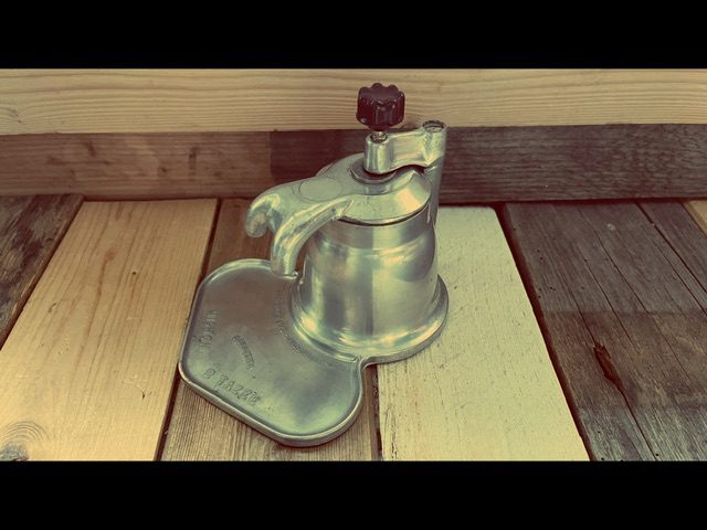 Mignon 2 cup moka pot OMG Italy 1950 red swing knob