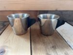 2x IKEA design espresso cup stainless steel black handle 1990 Sweden
