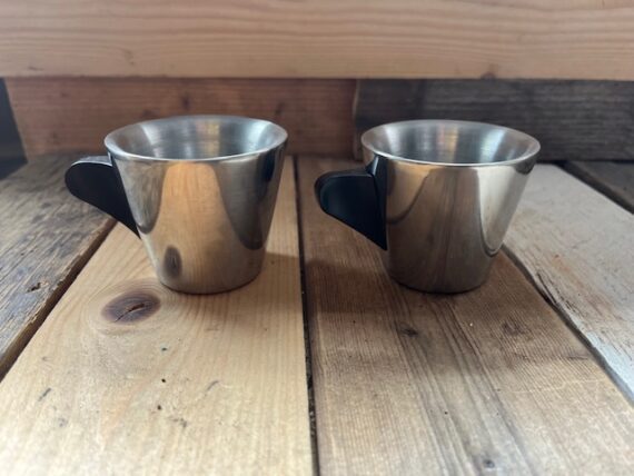 2x IKEA design espresso cup stainless steel black handle 1990 Sweden - Image 5