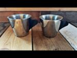 2x IKEA design espresso cup stainless steel black handle 1990 Sweden