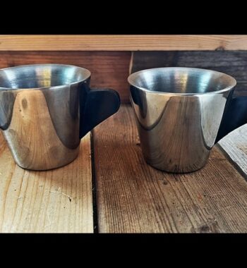 2x IKEA design espresso cup stainless steel black handle 1990 Sweden